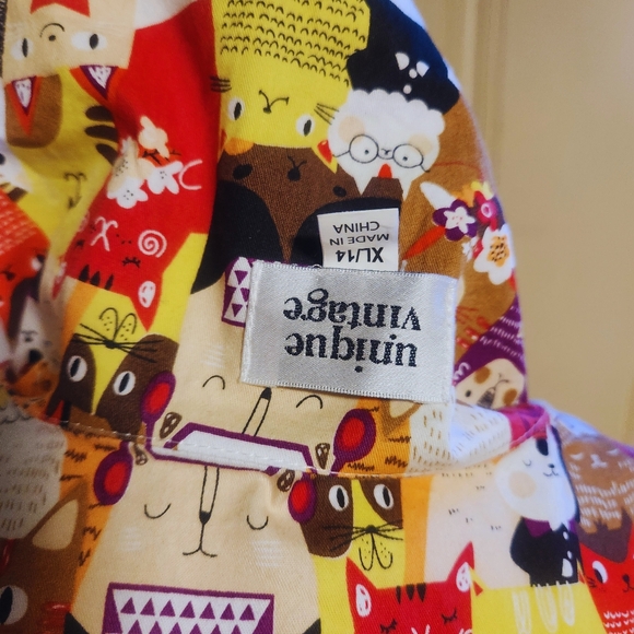 Unique Vintage Cat print dress - Picture 4 of 6